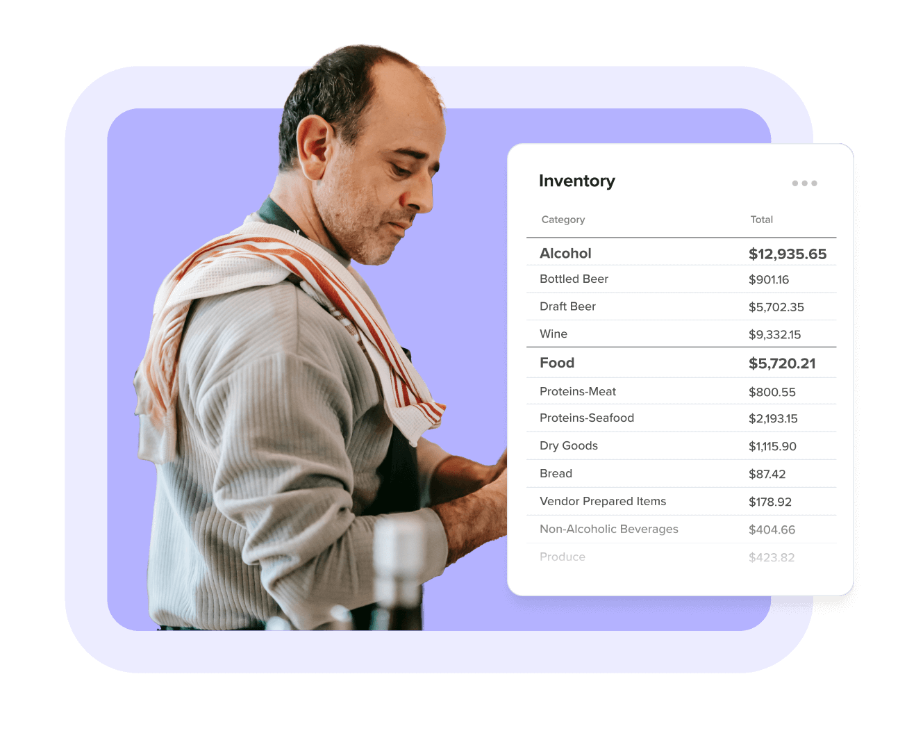 Chef looking at inventory report