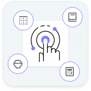 Icons representing various components of centralized ordering