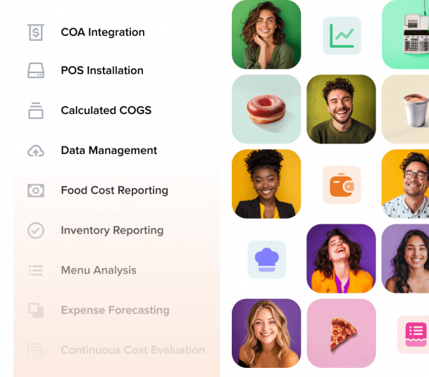 Onboarding elements for Back Office Food Cost Management