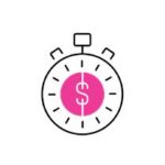 Stop watch with dollar sign icon