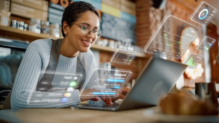 Restaurant operator using restaurant technology to check inventory.