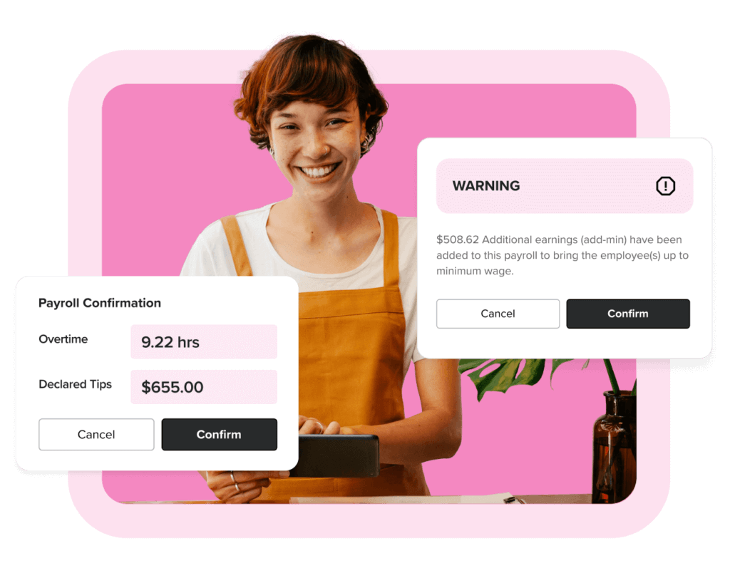 Woman smiling with payroll compliance reporting