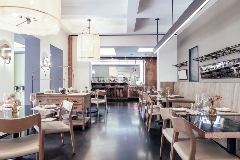 Restaurant interior showcasing modern restaurant layout.