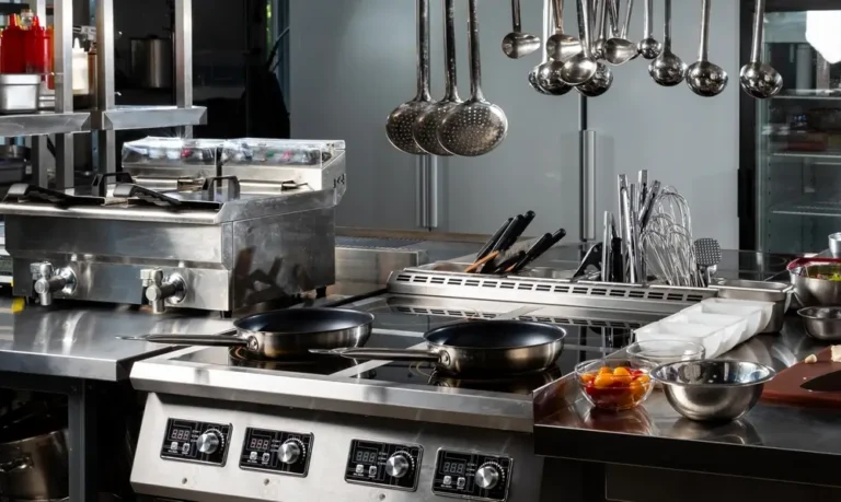 Restaurant equipment for leasing in kitchen.