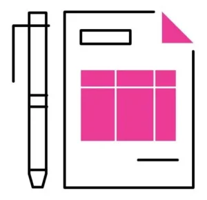 Pen with paper icon