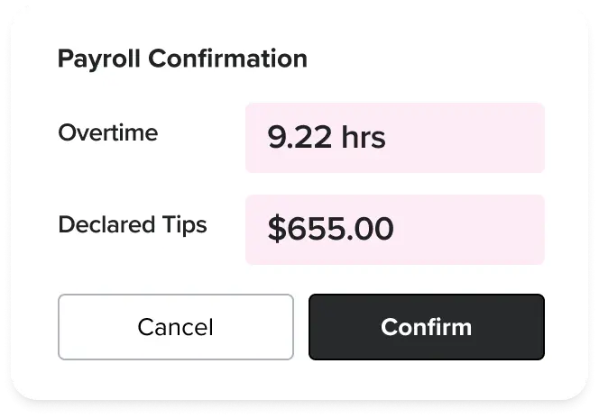 Payroll Confirmation widget