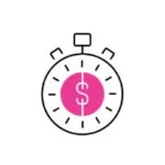 Stop watch with dollar sign icon