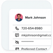 Snapshot of employee profile with contact information