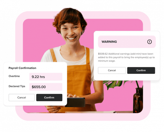 Woman smiling with payroll compliance reporting