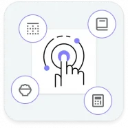 Icons representing various components of centralized ordering