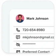Snapshot of employee profile with contact information