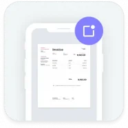 Cell phone with digital invoice and photo snap icon