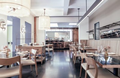 Restaurant interior showcasing modern restaurant layout.