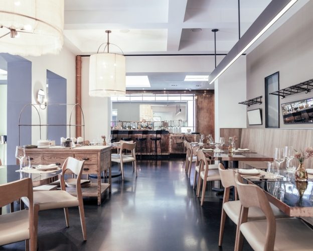 Restaurant interior showcasing modern restaurant layout.