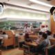 Close-up of security cameras monitoring a busy restaurant, highlighting loss prevention